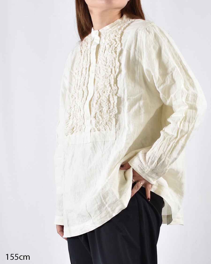 ICHI Antiquite's リネンフリルシャツ | FRENCH Bleu .rooms