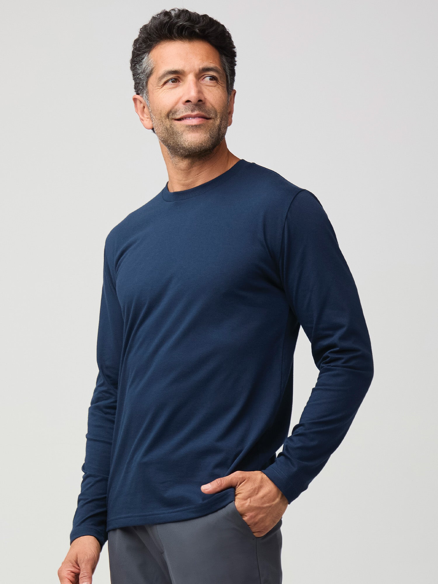 Dark Navy Long Sleeve Crew Neck T-Shirt | Quality that lasts