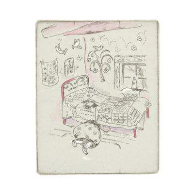 山本容子作(ヤマモトヨウコ サク)の『Rose pink』銅版画 手彩色（銀箔