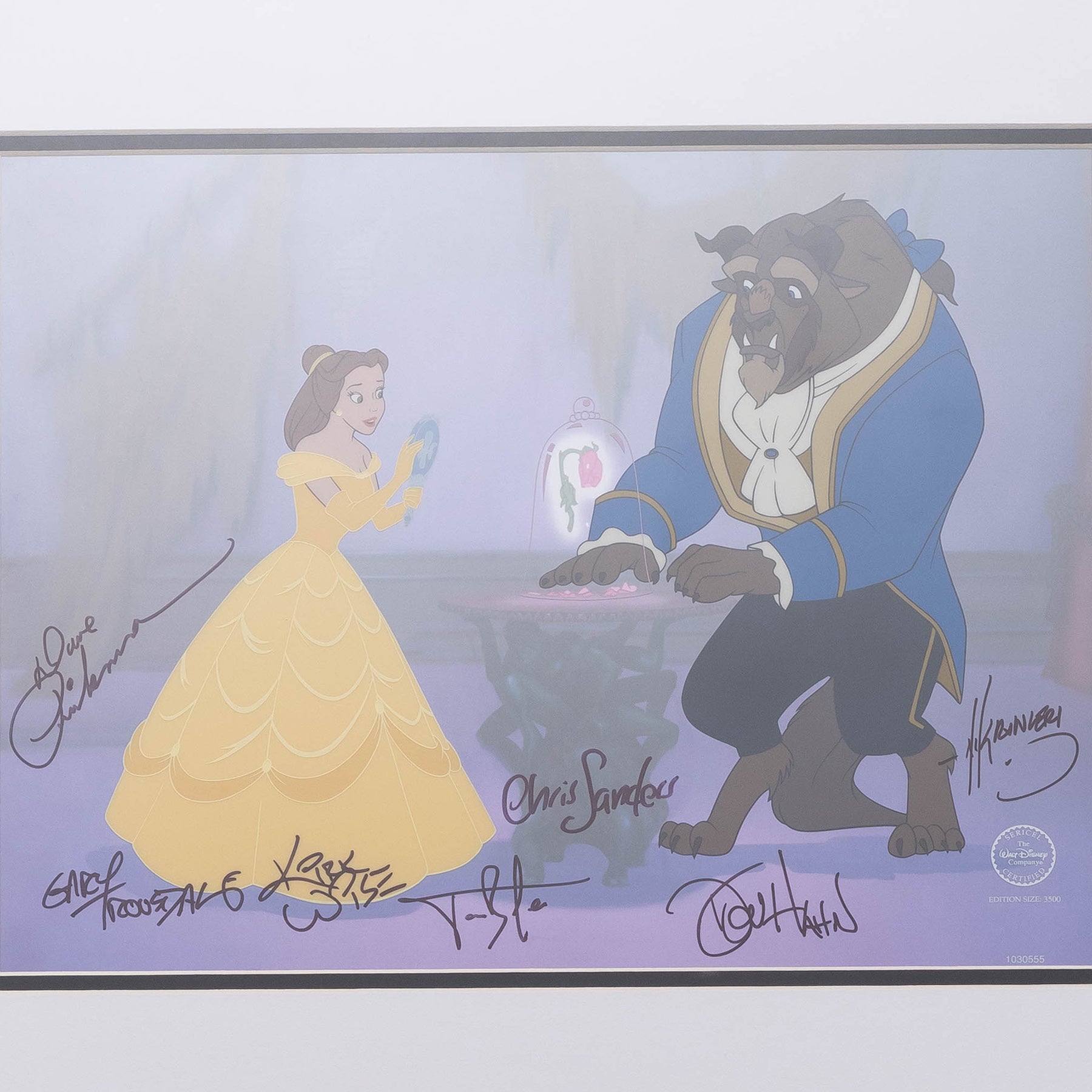 アニメーション映画「美女と野獣」セル画 関係者7名の直筆サイン入り