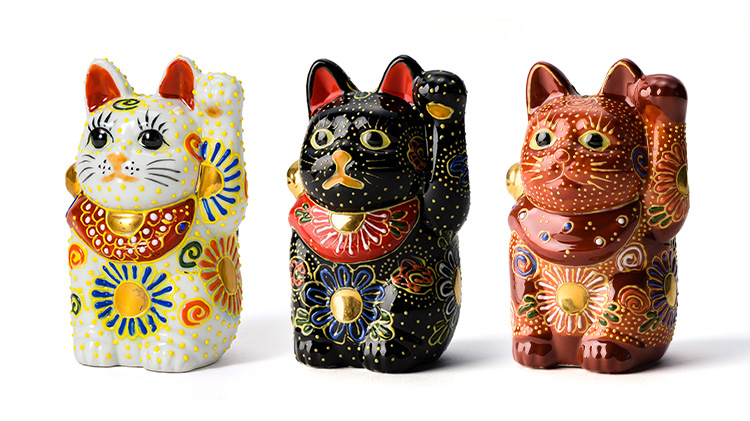 米田陶香堂】九谷焼 盛絵付け招き猫 | 藤巻百貨店