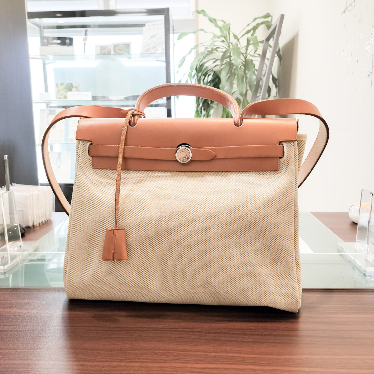 エルメス エールバッグPM キャンバス×レザー ショルダーバッグ