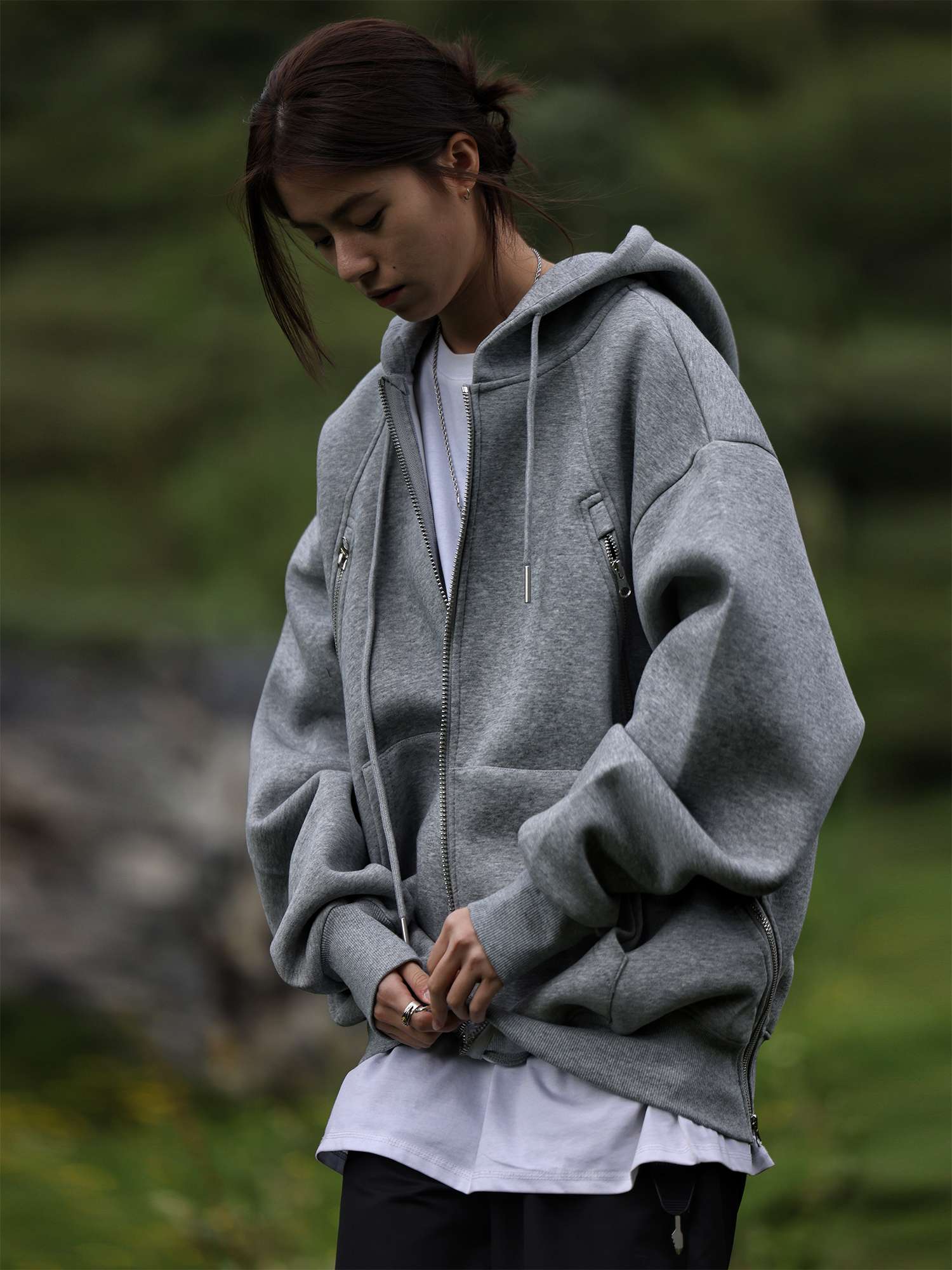 アメカジ オーバーサイズフーディー ジップアップパーカー アウター