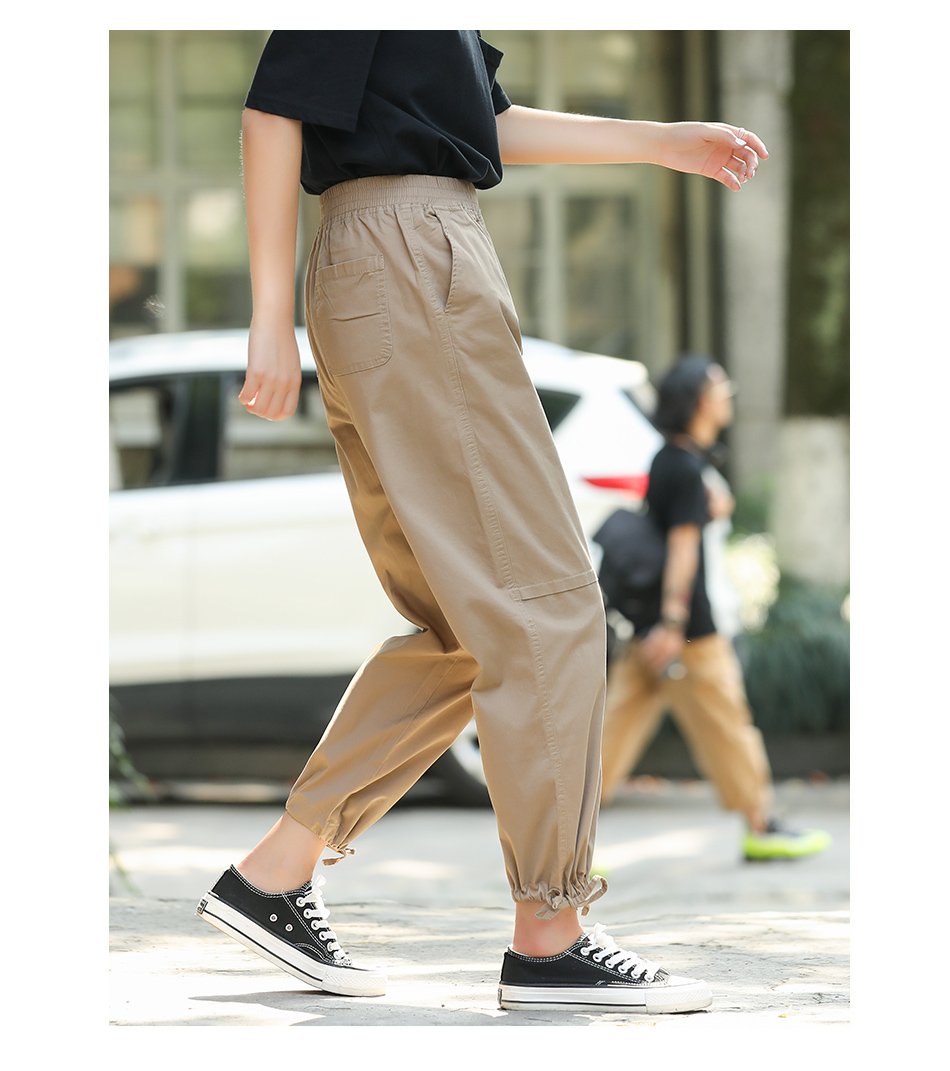 ベージュパンツ ゆったりポケット付きワイドチノパン チノパン