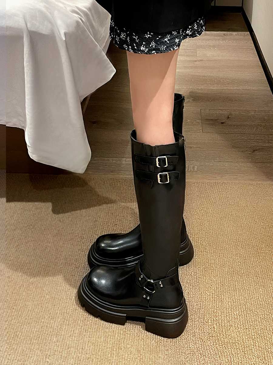 バイクブーツ ロングベルト バイカーブーツ ロング ブーツ|バイク