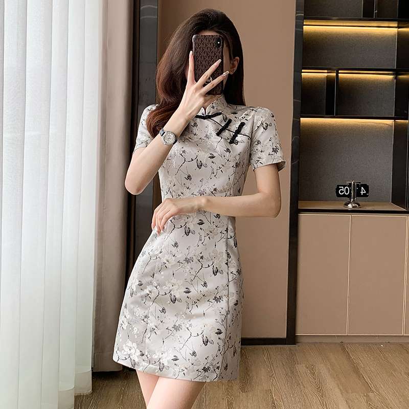 チャイナ服 花柄チャイナ風ミニワンピース ワンピース|チャイナ服専門