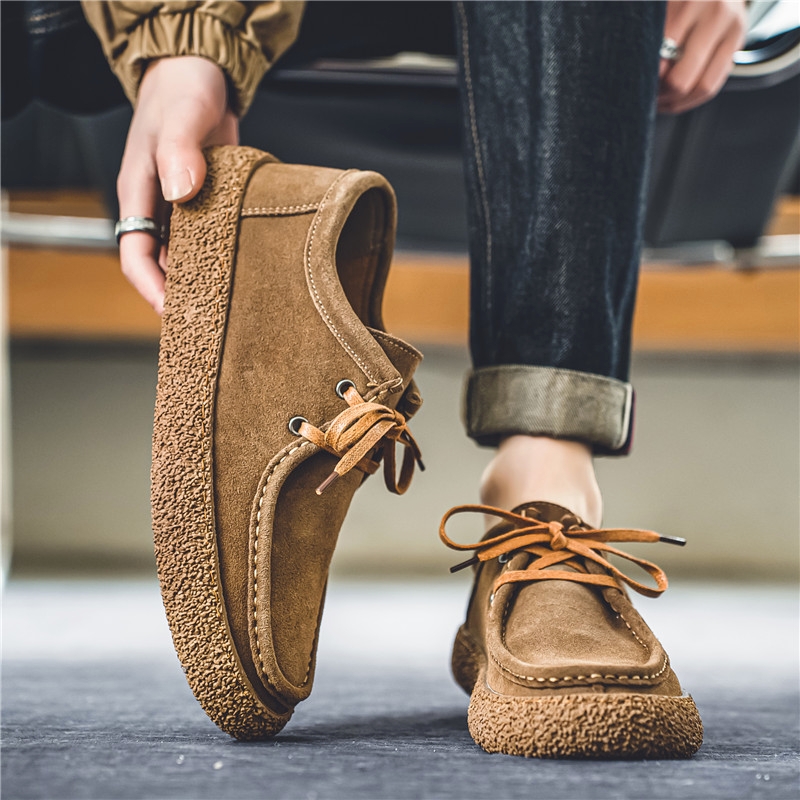 本革スエード 手縫い モカシンシューズ 厚底 厚底|モカシン専門通販