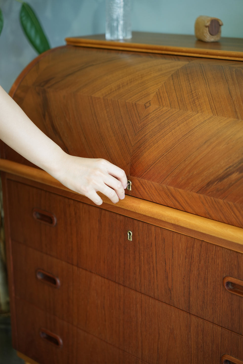 スウェーデンヴィンテージ ロールトップ ライティングビューロー 北欧