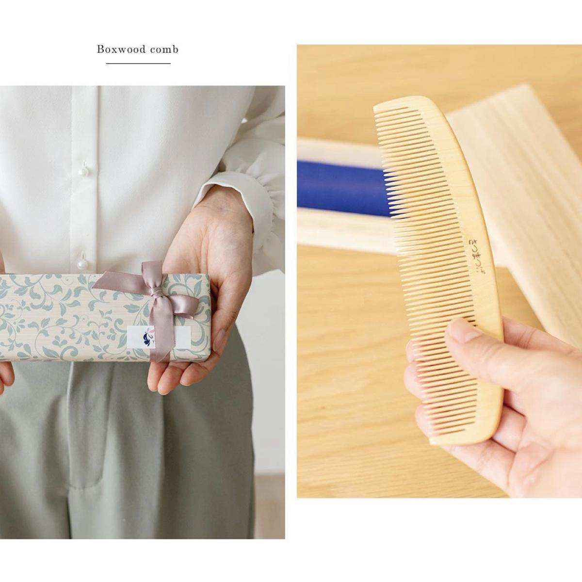 大阪府知事指定伝統工芸品】薩摩つげ櫛ときぐし5寸5分（桐箱入り