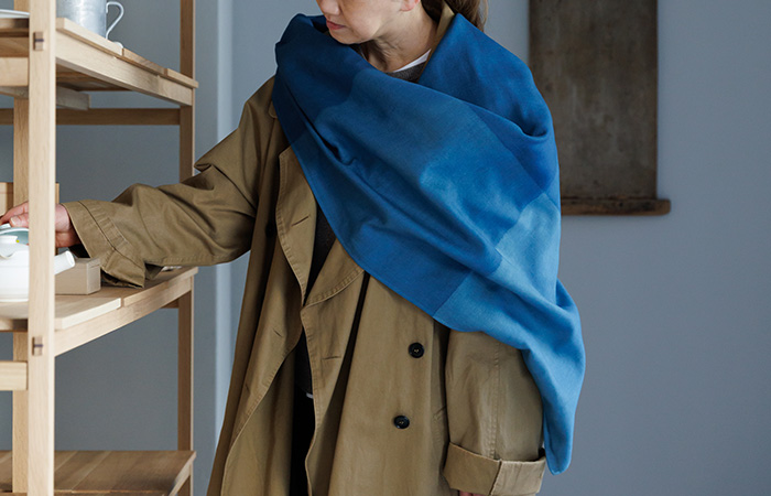 100 天然藍染 むす美 市松段染め | ふろしき むす美 オンライン