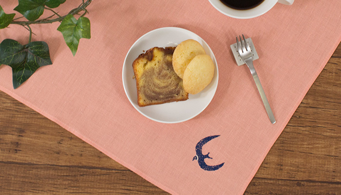 50 ミナ ペルホネン リネン刺繍 go! サーモンピンク | ふろしき むす美