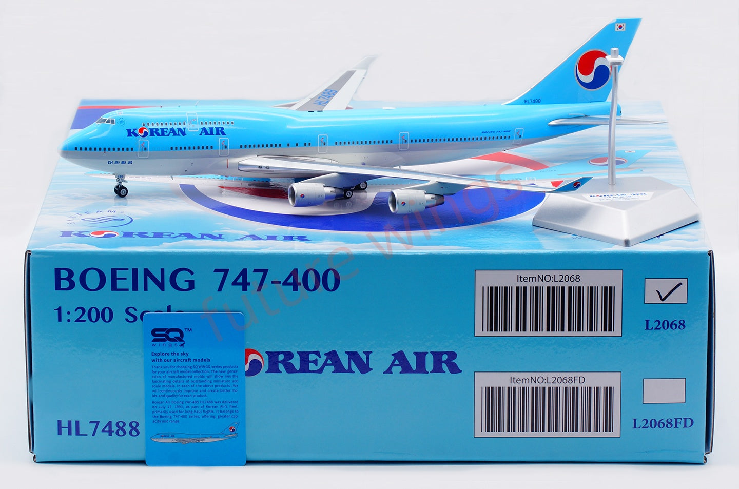 1:200 SQ Wings Korean Air B747-400 HL7488 Diecast Aircraft Model