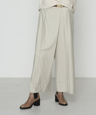 セットアップ対応】ストレッチフラノ アシンメトリータックワイド