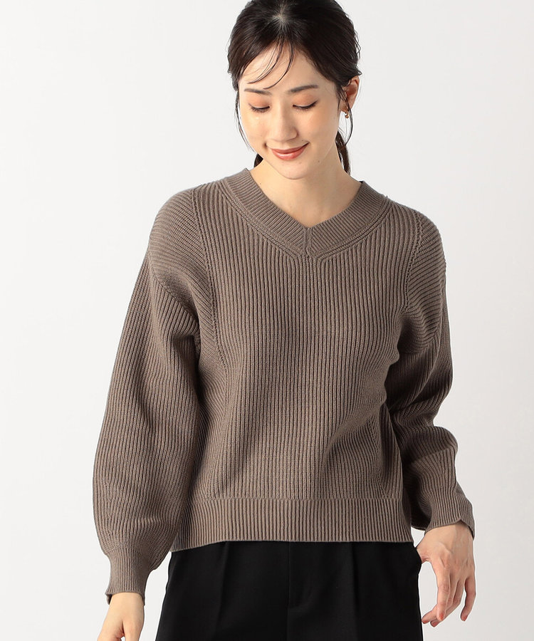 ミドルゲージ 畦Vネックニット（12-77KI11-204）｜コムサイズム