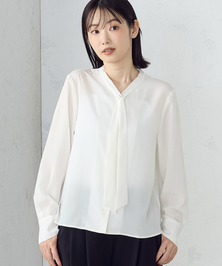 ポリエステルデシン ボウタイブラウス（12-15II10-204）｜コムサイズム