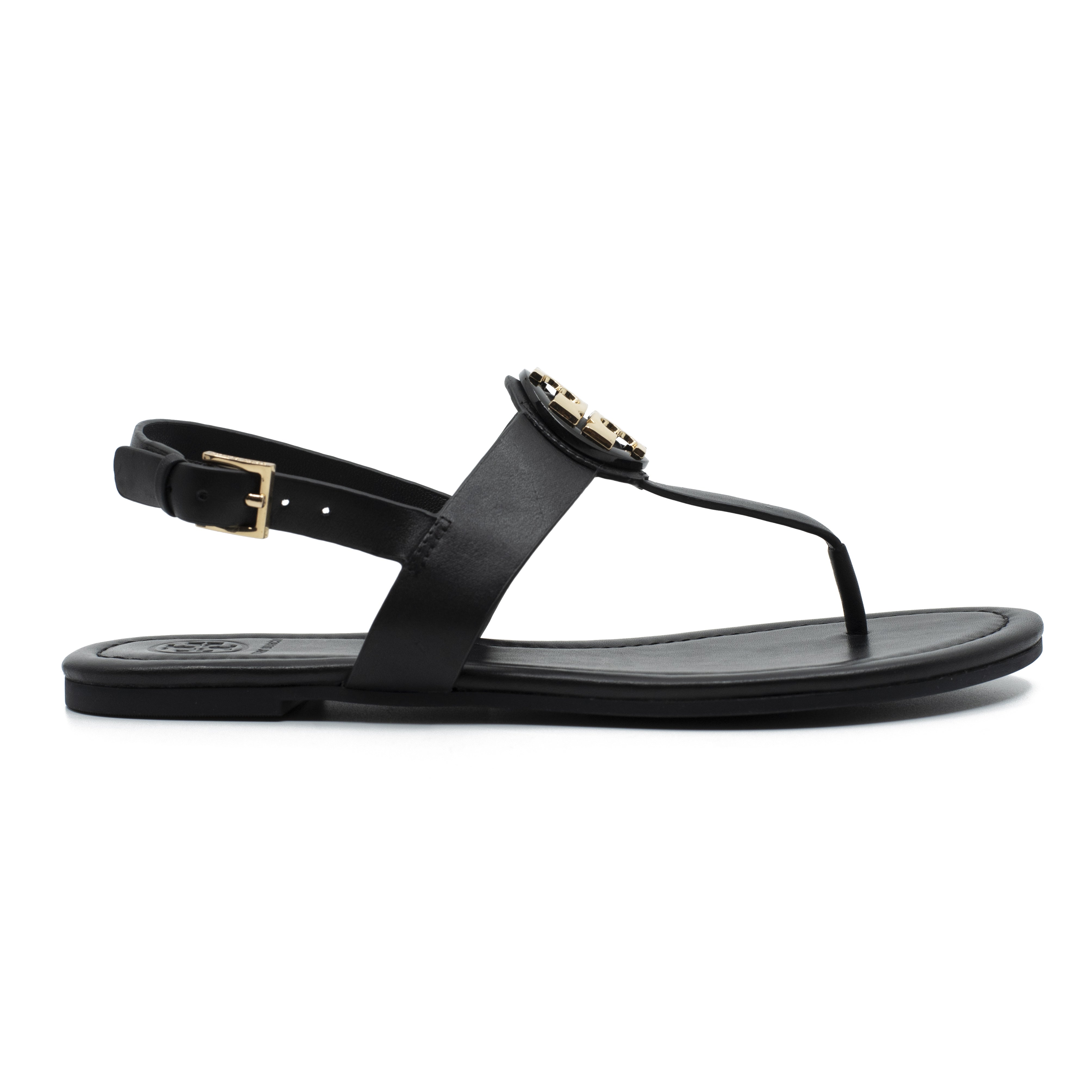 TORY BURCH CLAIRE FLAT THONG SANDAL IN PERFECT BLACK || 61768-006