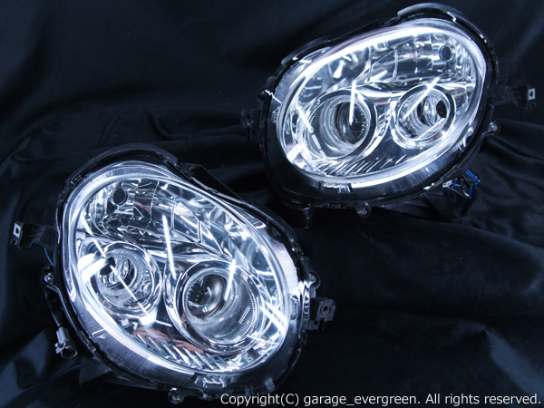 L880K コペン ドレスアップヘッドライト 4連LEDイカリング&白LED24発