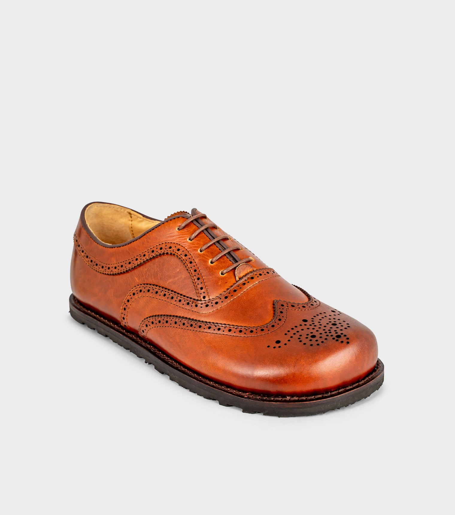 Goodyear Welted Barefoot Brogue Shoes Chestnut Brown | Gaucho Ninja