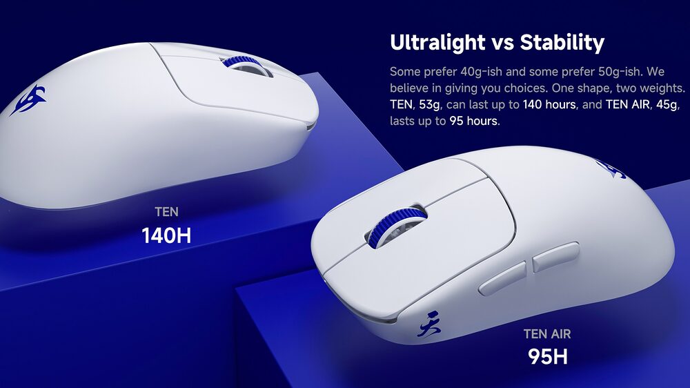 NINJUTSO、軽量ゲーミングマウス「TEN」シリーズを発表 独自技術で超低
