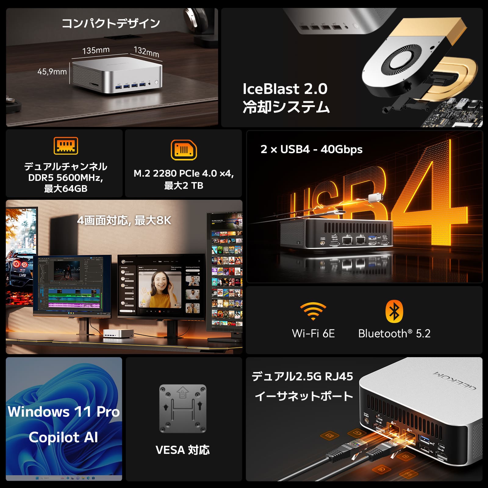 GEEKOM NUC A8MAX ミニPC｜R7-8845HS/R9-8945HS搭載