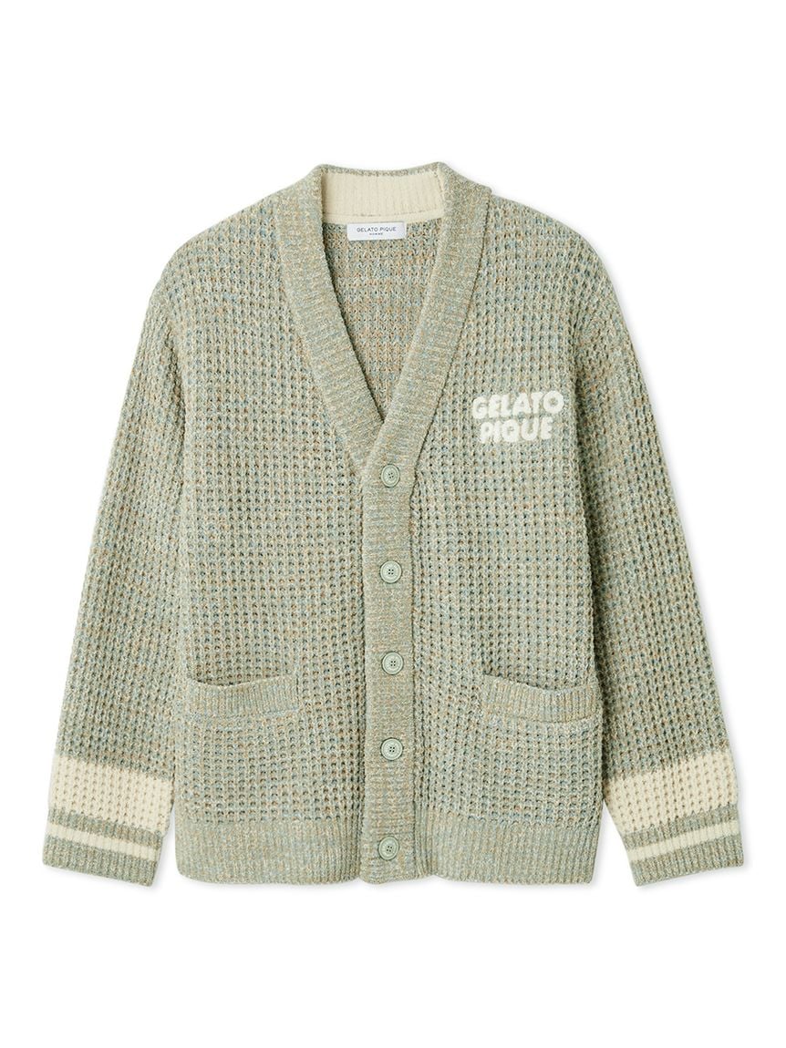 Mens Melange Waffle Knit Cardigan
