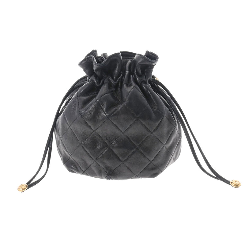 シャネル巾着タイプ ミニ チェーンショルダー 14143 ブラック ゴールド