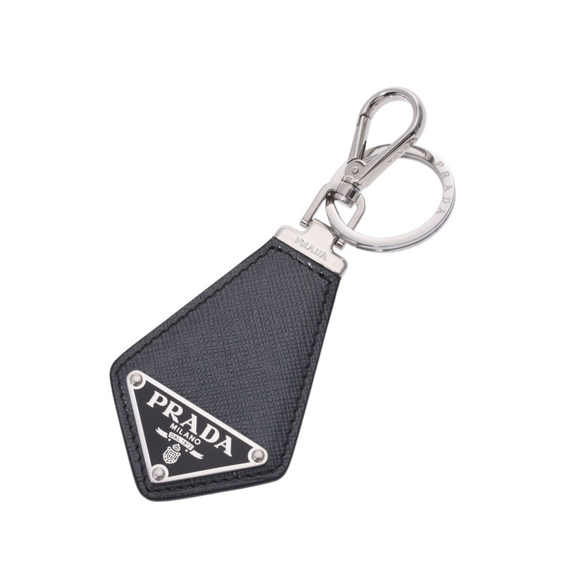 プラダ三角ロゴ金具 バッグチャーム 黒 シルバー金具 ユニセックス