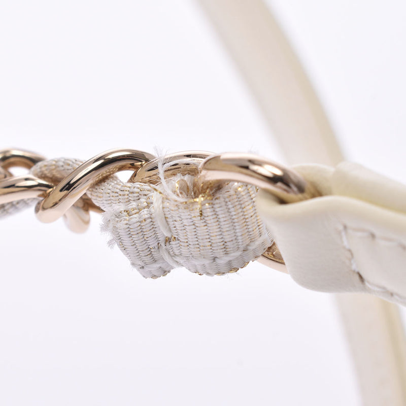 シャネルドーヴィル チェーンバッグ 白 レディース ツイード トート