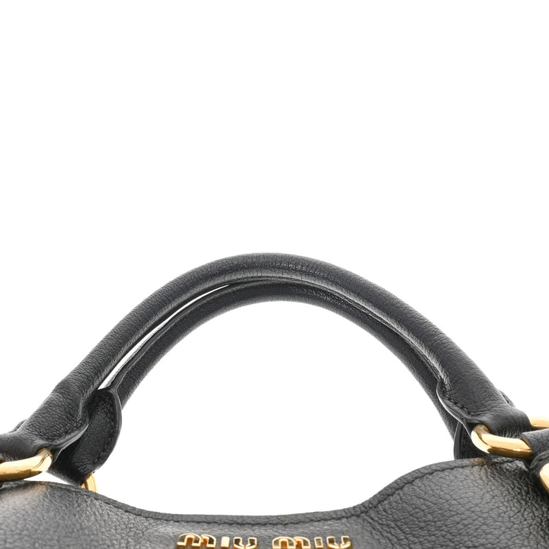 ミュウミュウマドラス 2WAYハンドバッグ ブラック ゴールド金具