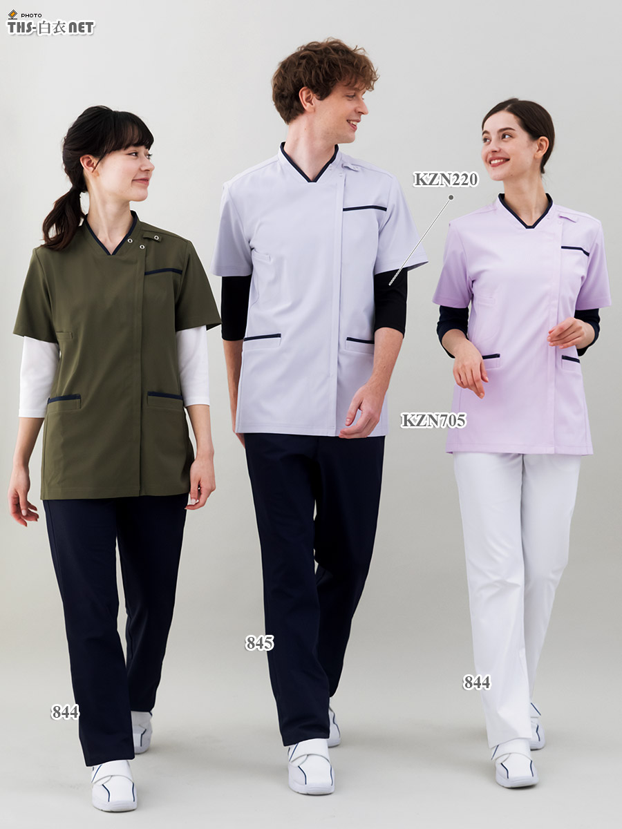男女兼用スクラブジャケット半袖[KAZEN製品] KZN705｜THS-白衣通販・販売