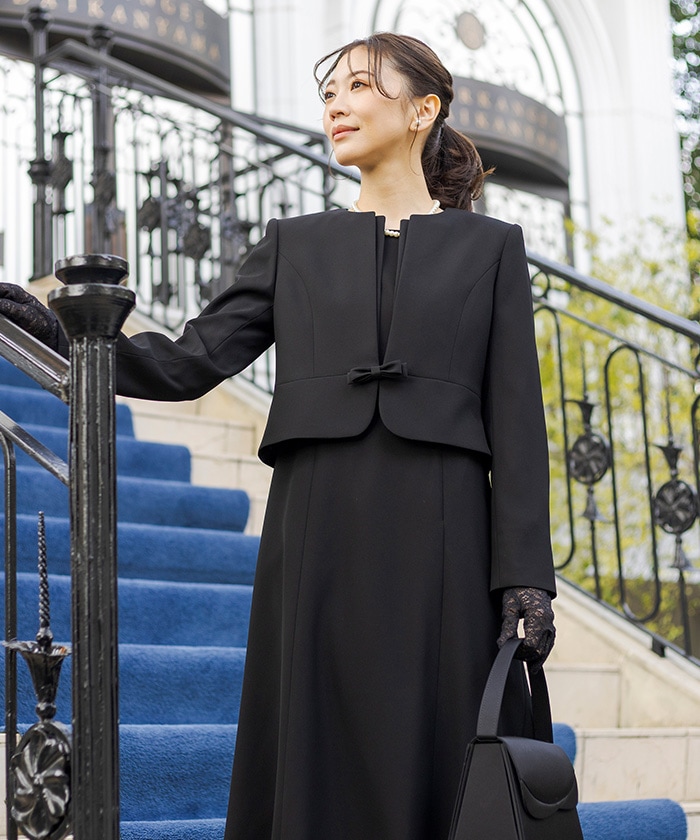 大人気】[商品番号1003714]ノーカラージャケット×前開きワンピース