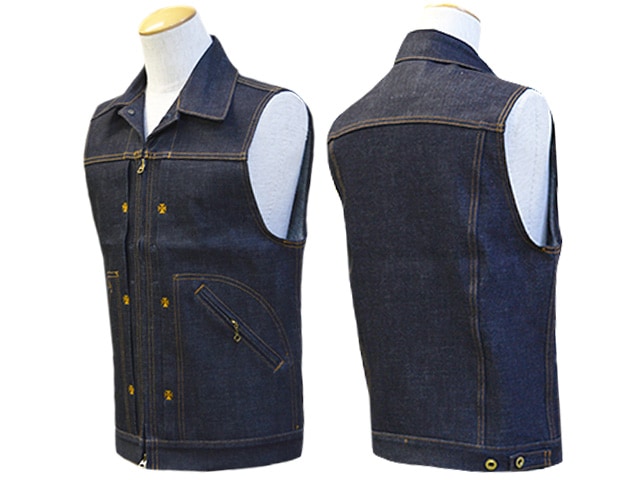 全2色【RED TAiL/レッドテイル】「Cross Denim Vest”5th”/クロスデニム