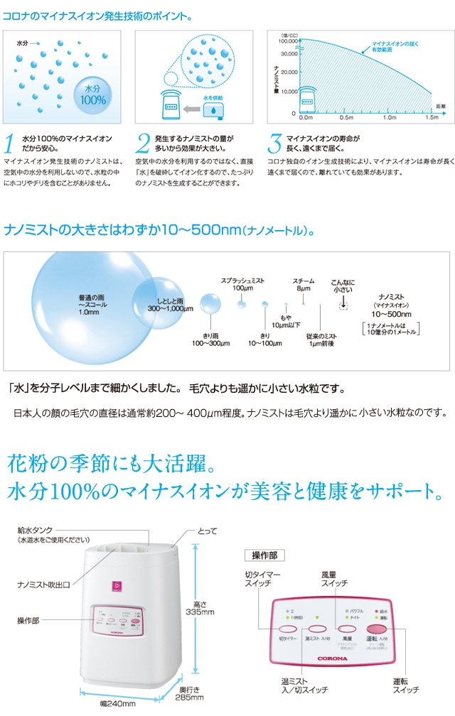 ナノリフレ（空気清浄・加湿・除菌消臭・花粉・ウイルス対策・美容）
