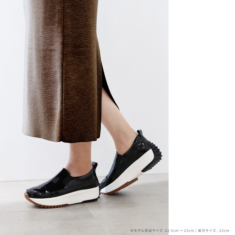 レザー スリッポン 本革 軽量 厚底 ローヒール フラット