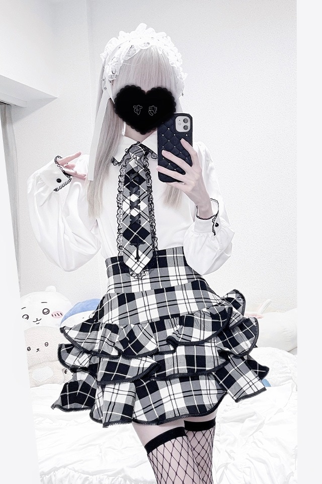 MA*RS】ZIPフリルスカパン - BLK/ホワイト size-F | 地雷系・量産型の