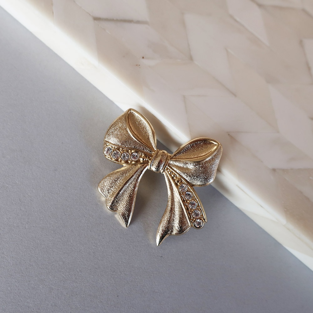 日本製 K18GP リボン モチーフ ブローチ | ショールピン・ブローチ