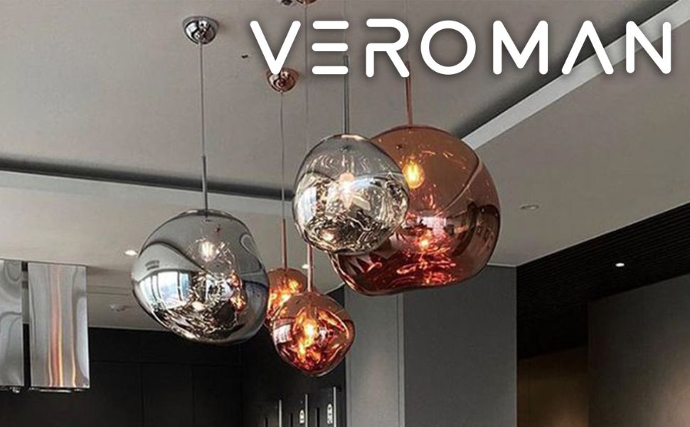 直径38cm] VeroMan 溶け落ちていくような ペンダントライト 鏡の