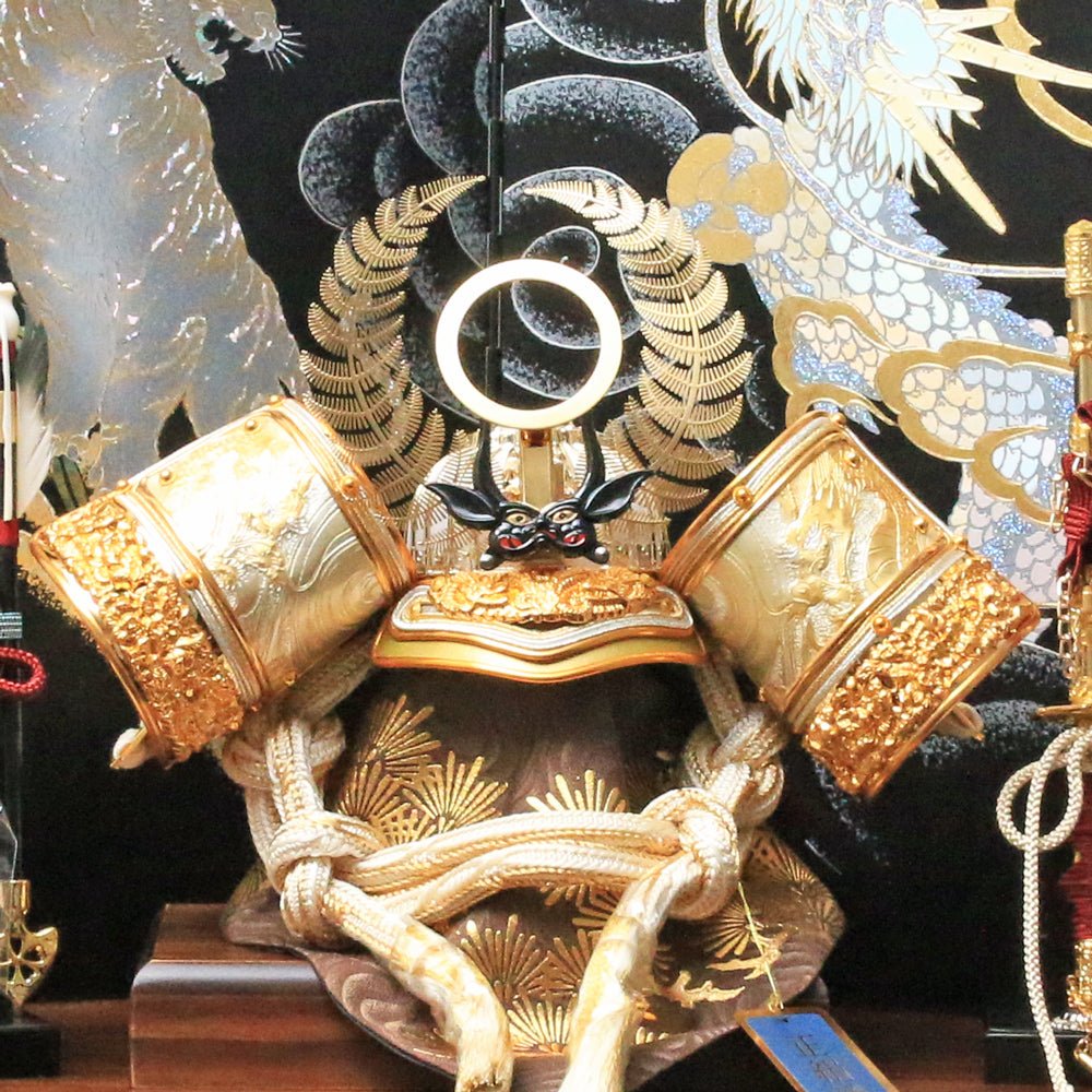 横幅46cm｜12号 武将 徳川家康 収納兜 白金｜ 五月人形 兜 兜飾り