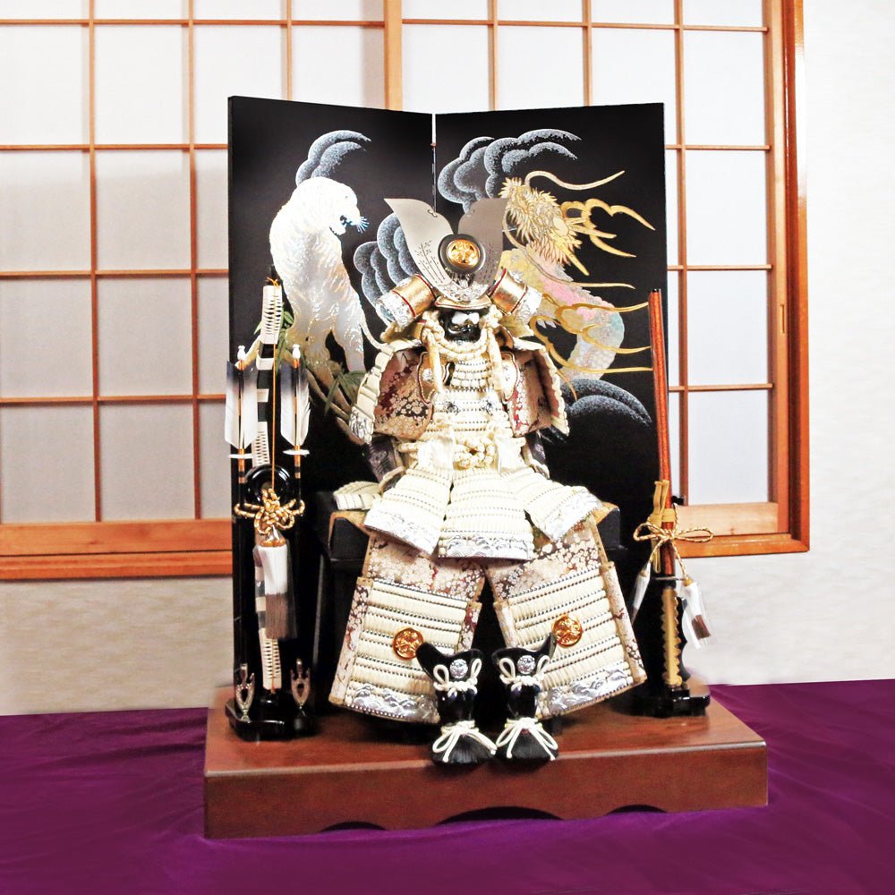 横幅85cm｜翠鳳作 12号鎧 武将 徳川家康 ｜白｜ご満悦！五月人形