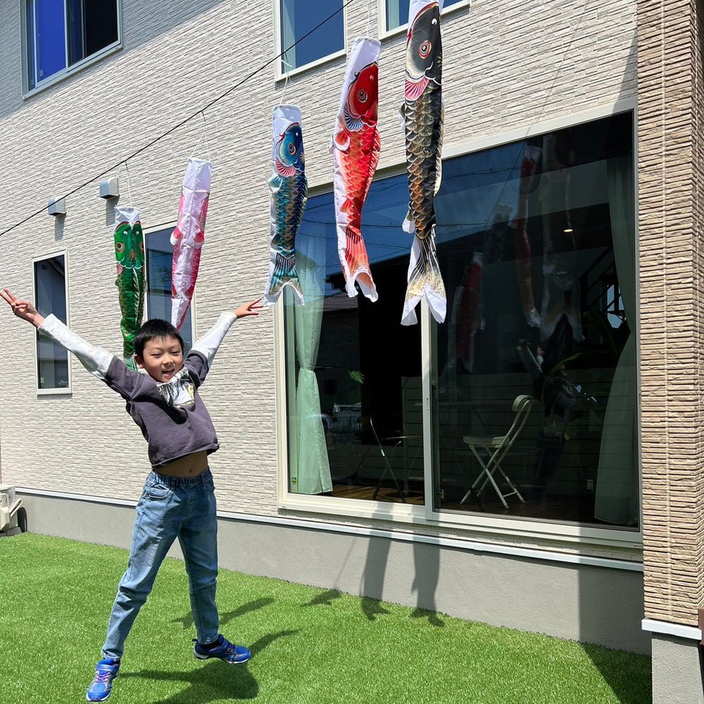 ベランダから庭園用 鯉のぼり天｜おしゃれ端午の節句に楽々 こいのぼり