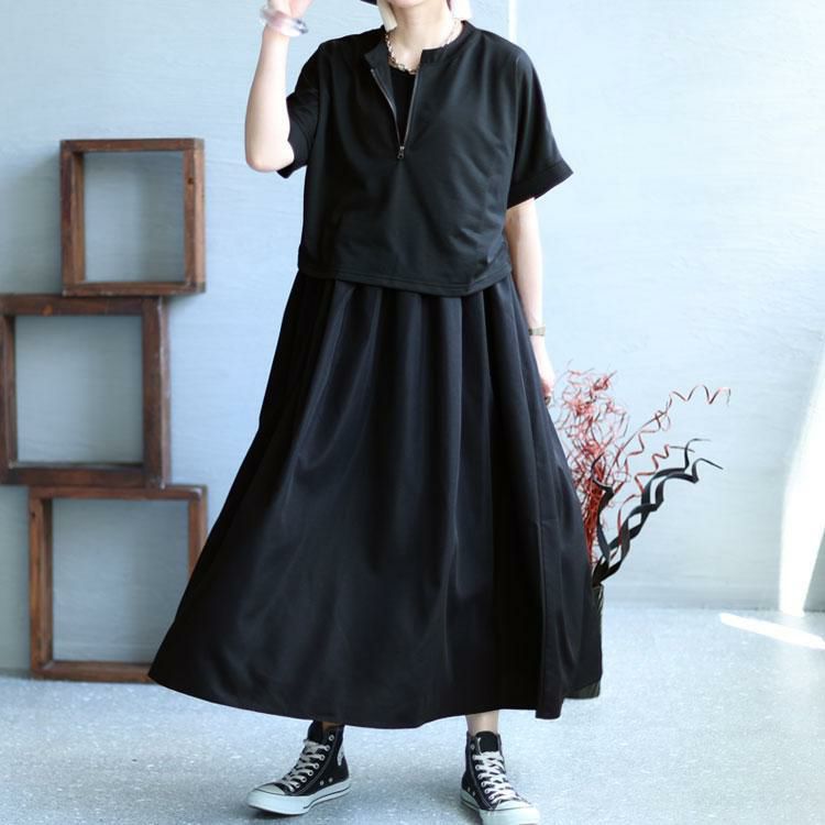 大きいサイズ レディース ハーフZIPトップス＆ノースリーブワンピース2