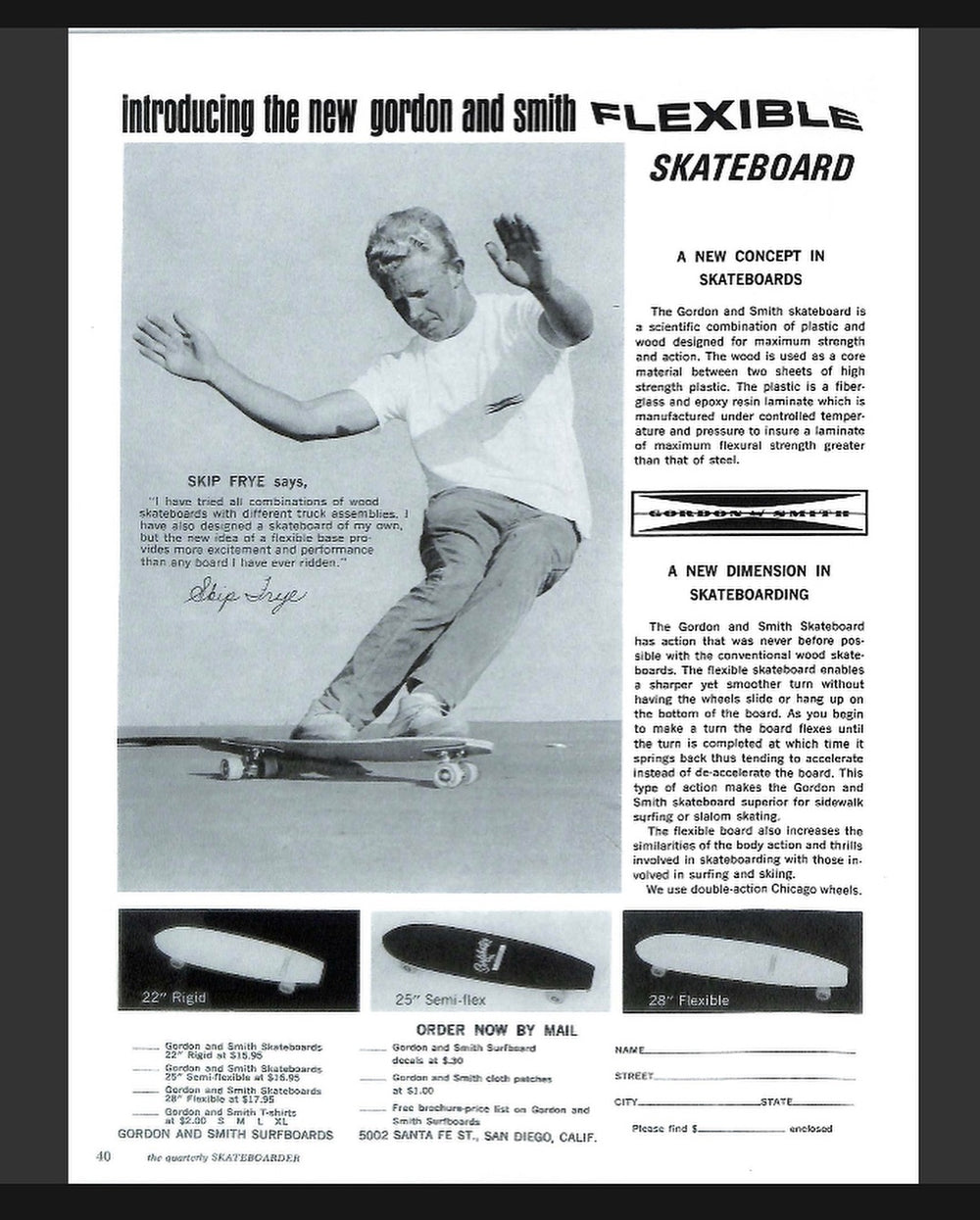 1964/65 The First Flexible Skateboard by Gordon & Smith – G&S