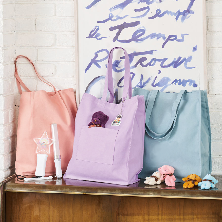 大うちわが入る推し活トートバッグ（角底）｜全7カラー | トラベル