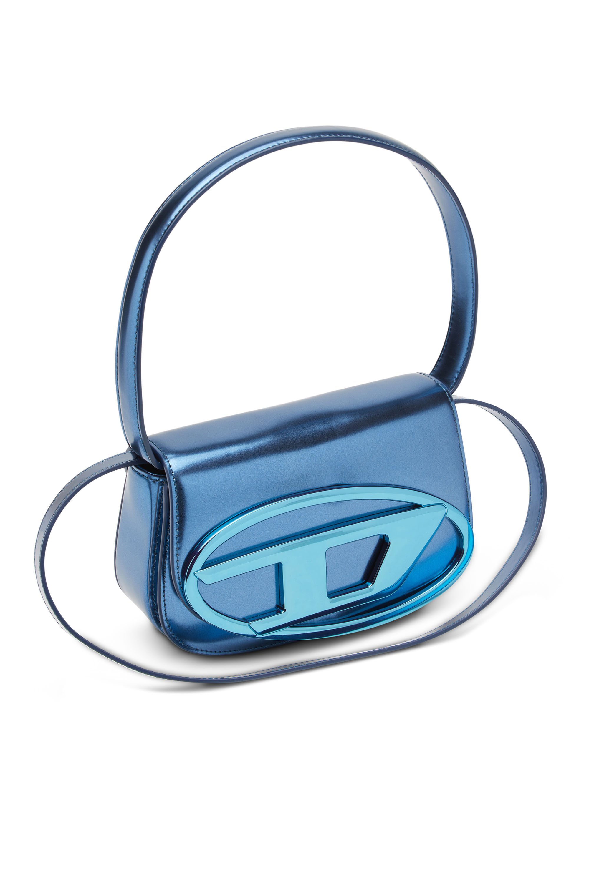 Women's 1DR-Iconic shoulder bag in mirrored leather | Blue | Diesel