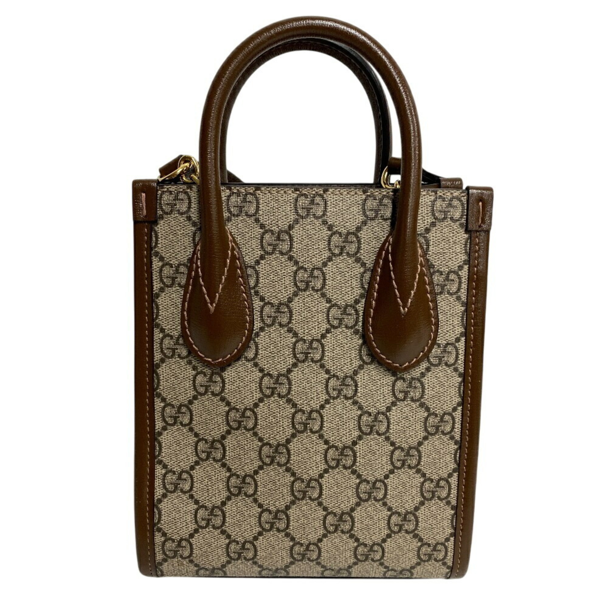 GUCCI 671623 2-Way Mini Tote Bag Interlocking G Brown | eLADY