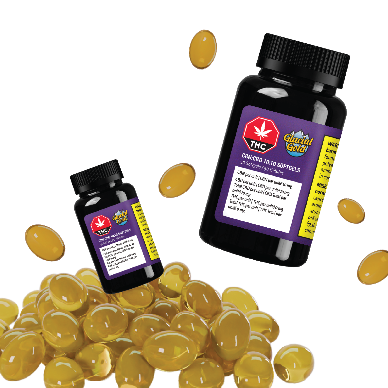 Glacial Gold | CBN: CBD 10:10 Softgels | 50-pack