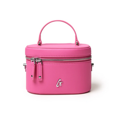 SMOOTH VANITY HOT PINK-SILVER Vegan Leather Mini Vanity Travel Bag