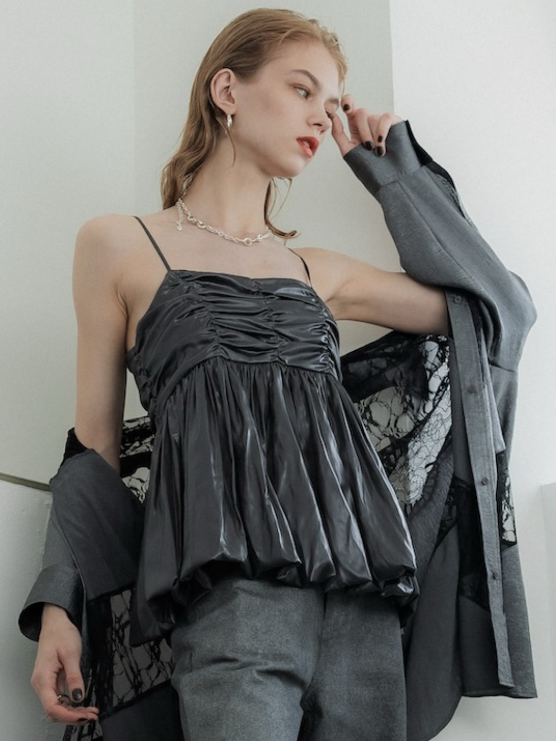 レザーライク ぺプラム Camisole