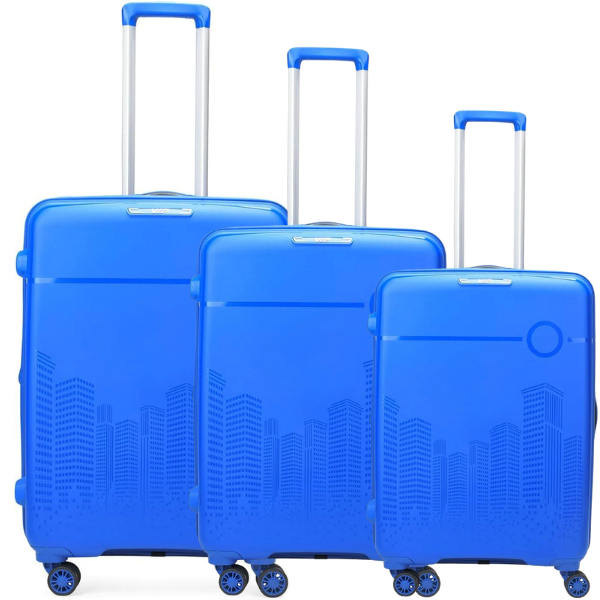 VIP Cityscape 3-Piece Red Hard Luggage – Dual Spinner Wheels
