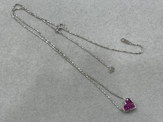 笠原真寿美 ペンダントトップ K18WG 1.8g ピンクサファイア 0.50ct